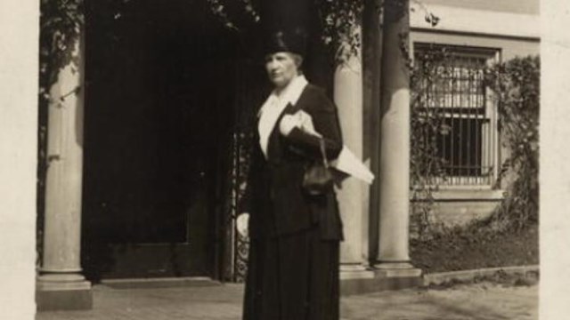 A black and white photograph of Sarah Tarleton Colvin.