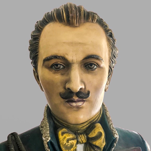 A plaster bust of Casimir Pulaski made in the 1950s