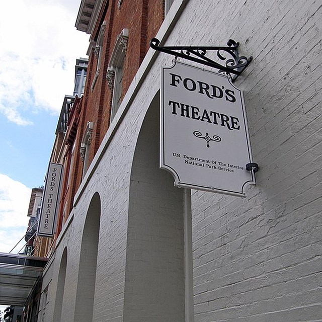 Fords sign hanging in front of today's theatre.