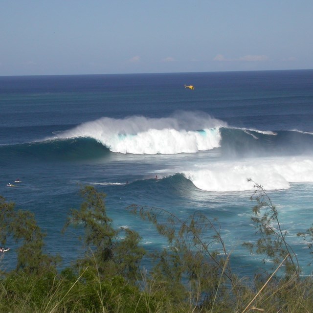 large waves breaking on offshore reef