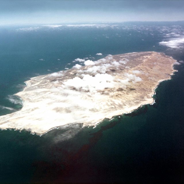 An aerial view of San Nicolas Island, Channel Islands, California. US Navy.