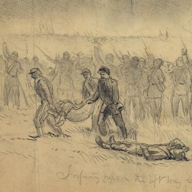 Period drawing of The Battle of Groveton