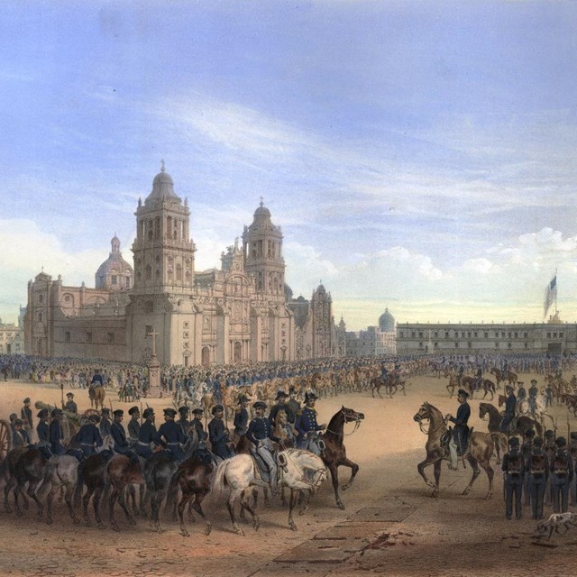 Lithograph of General Scott's entrance into Mexico City.
