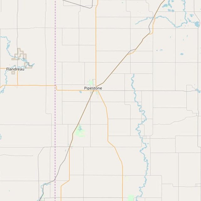 A map of the surrounding area of Pipestone, MN