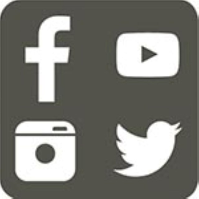 Brown icon with pictures of various social media logos