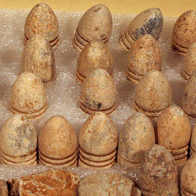 Collection of white lead bullets for Civil War Muskets