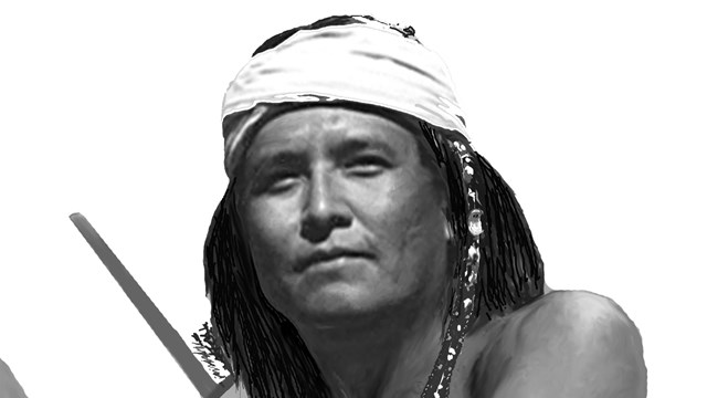 photo of native warrior with shield