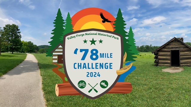 graphic crest with paddles, bicycle, and shoe. 78 Mile Challenge 2024