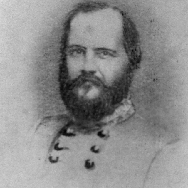 A black and white image of John Forney in Confederate generals uniform.