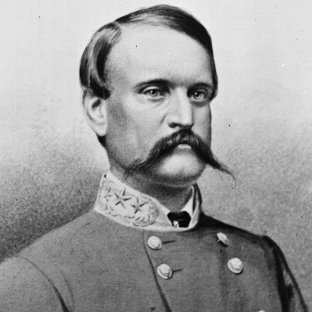A black and white image of John Breckenridge in Confederate generals uniform.