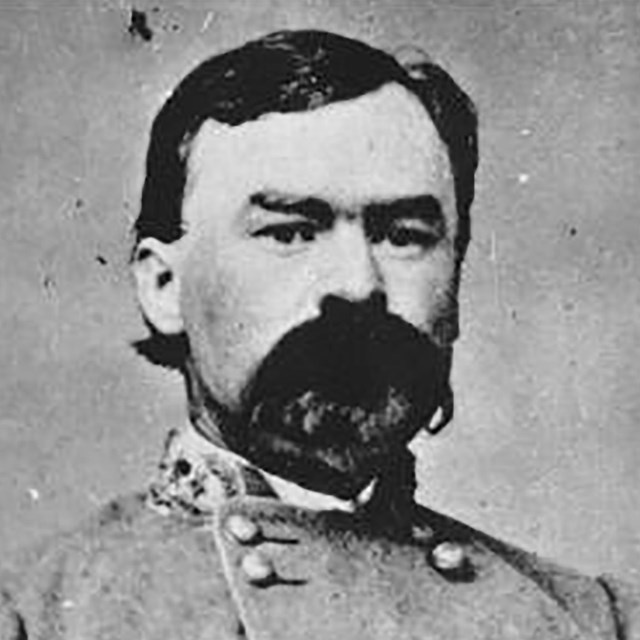A black and white image of William Jackson in Confederate generals uniform.