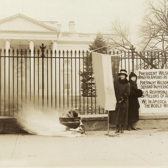 National Woman's Party Watchfire at the White House. Library of Congress