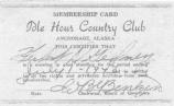 Idle Hour Country Club Membership Card from 1943, located in Anchorage Alaska