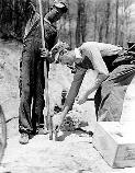 The Parkway was designed to blend into the existing landscape, but lots of heavy rock removal and blasting was necessary before final landscaping could take place.