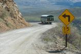 Park bus turning a corner near Polychrome Pass