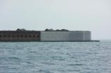 Fort Wall with tarp to prevent materials falling into mote that surrounds the Fort.