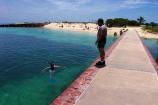 Snorkeler and Ranger at Dry Tortugas National park