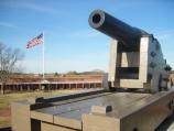 Cannon with flag in background