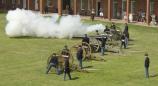 Cannons on display during July 4th celebrations inside Fort Pulaski.