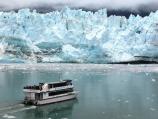 Tour boat approaches the glaciers