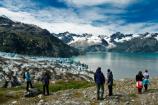 Visitors enjoying a glacier