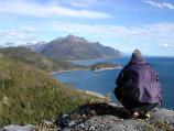 Hiker enjoys wilderness view