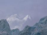 Mountains over glacial ice