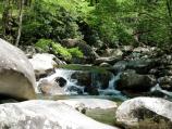 Small cascade in river at Chimneys Picnic Area