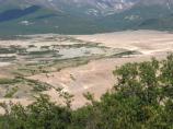Pyroclaustic flows were blocked by glacier moraine
