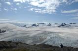 Hiker taking in the view at the end of the Harding Icefield Trail