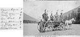 Photo taken at the North End of Dyea, Alaska, ca. 1922. (1) Charley Rapuzzi, (2) Clat, (3) Teddy Tyler, (4) George Black, (5) A.J. Baker, (6) Clifford Beaver and (7) Ding Atchison. Credit: George and Edna Rapuzzi Collection, Rasmuson Foundation, Klondike Gold Rush National Historical Park, print inventory # 000220.