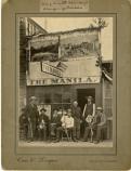 The guardians in front of the Manila Saloon, after rounding up Soapy Smith’s gang, ca July 1898. Credits: (George and Edna Rapuzzi Collection, Rasmuson Foundation, print inventory # 000346-K/C-A, Klondike Gold Rush National Historical Park).