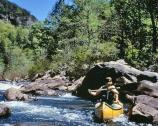 Paddling along Clear Creek.