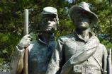 Detail of bronze soldiers on the Confederate Monument at Shiloh.