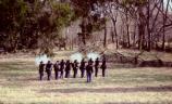 The Ninth Kentucky Infantry, USA presents a musket firing demonstration during the 140th anniversary of the Battle of Stones River.