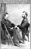17226 JOHN W.POWELL (RIGHT, AGE 31) & BROTHER WILLIAM, SEATED, IN CIVIL WAR UNIFORMS. GRCA 13846. CIRCA 1865.