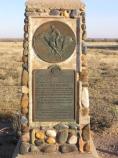 This stone monument stands near the site of the Pony Express station near Julesburg, Colorado.