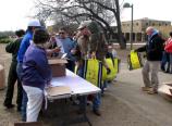 welcome table handing out free outdoor packs