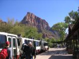 Boarding the Zion Shuttle at the Visitor Center