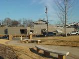 View of west side of new visitor center with sheathing in place.