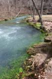 Water running from Alley Spring down the spring branch to the Jacks Fork River.