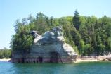 Miners Castle as viewed from Lake Superior, after a turret fell in the spring.