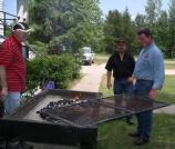 The barbequed burgers and hot dogs were delicious