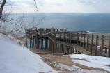 The Lake Michigan Overlook on the Pierce Stocking Scenic Drive in the winter.