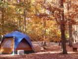 A tent in the Fall colors of greenbelt campground