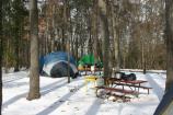 a tent in the Greenbelt park in the Snow