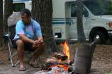 a campfire in the Greenbelt Park Campground