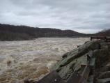 A view looking downstream near the time that the river crested.