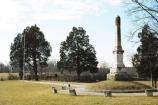 The obelisk located within the Groveton Confederate Cemetery.