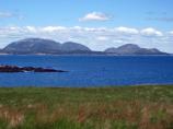 View of the mountains of Mount Desert Island as seen from Baker Island.